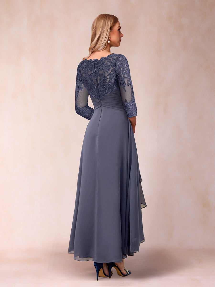 Emmeline Rose Dusty Blue back view mother of the bride dress