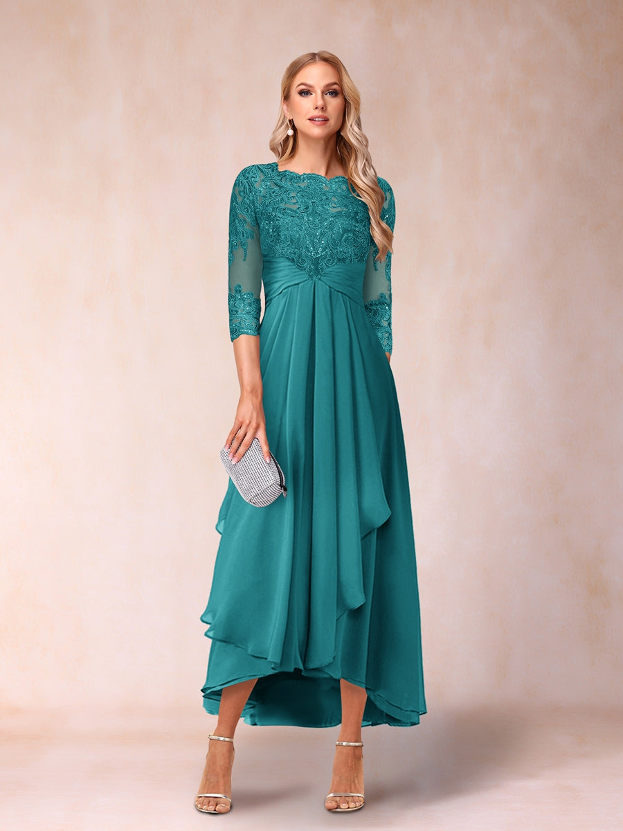 Emmeline Rose Turquoise front view mother of the bride dress