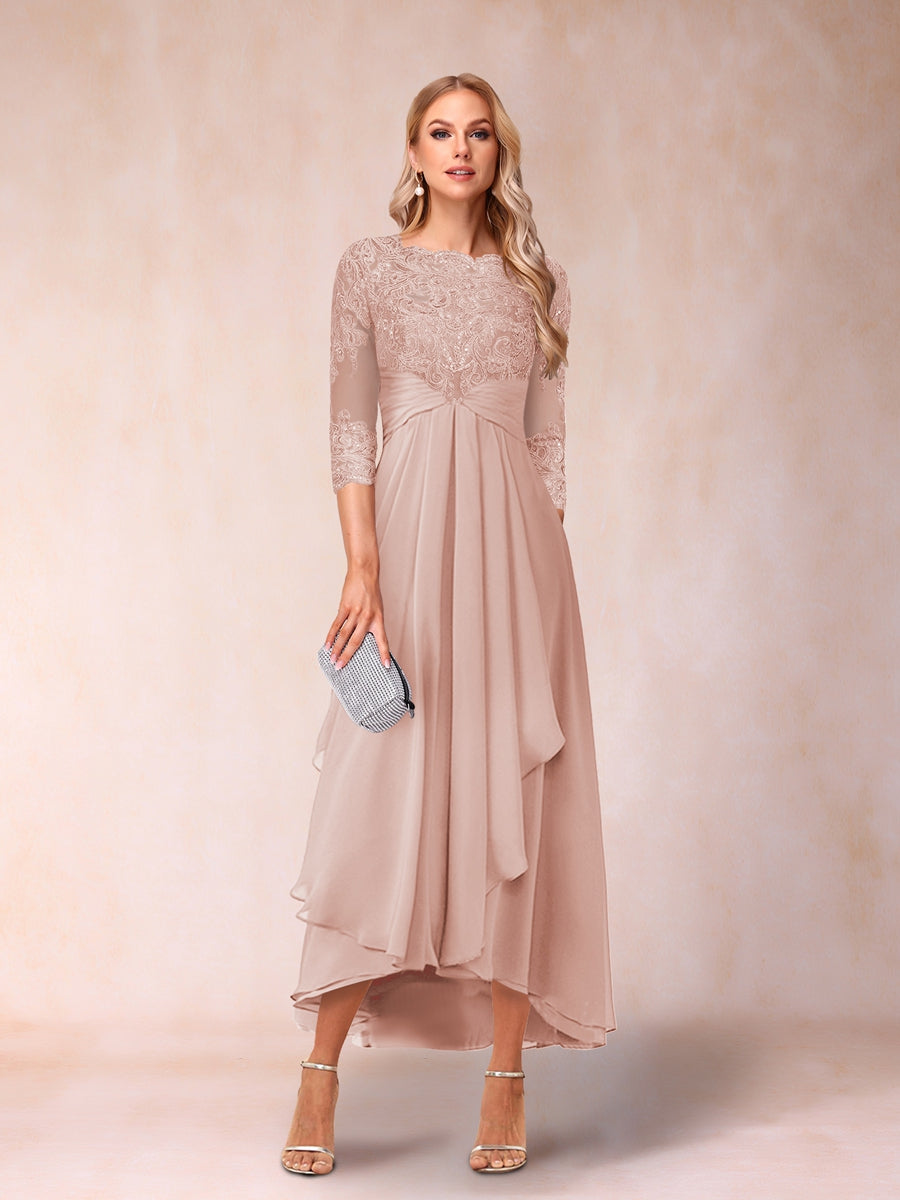 Emmeline Rose Blush front view mother of the bride dress