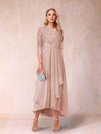 Emmeline Rose Blush front view mother of the bride dress