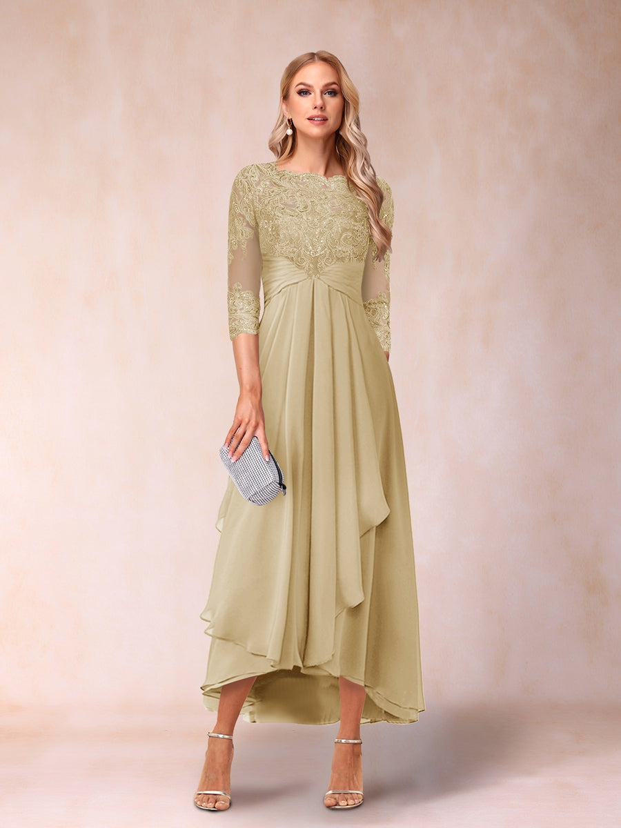 Emmeline Rose Champagne back view mother of the bride dress