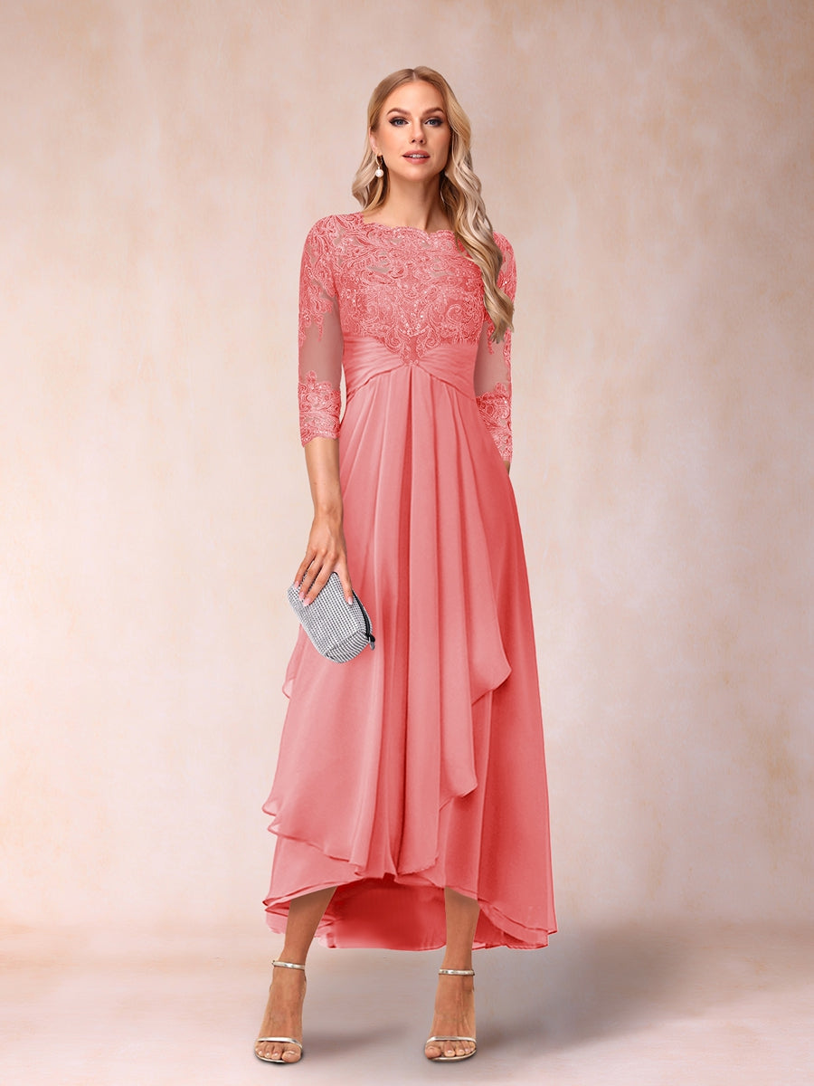 Emmeline Rose Coral back view mother of the bride dress