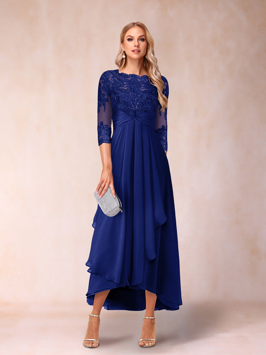 Emmeline Rose Royal Blue side view mother of the bride dress