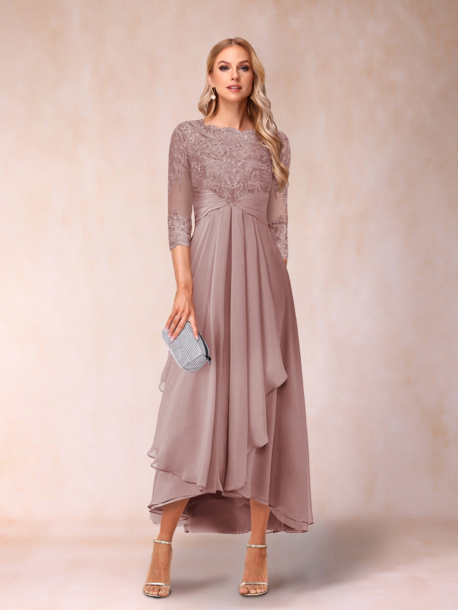 Emmeline Rose Dusty Rose back view mother of the bride dress