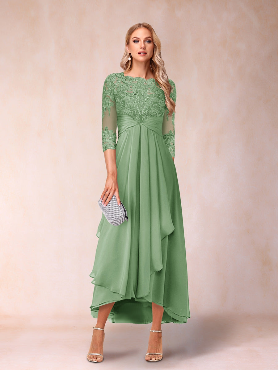 Emmeline Rose Sage Green back view mother of the bride dress