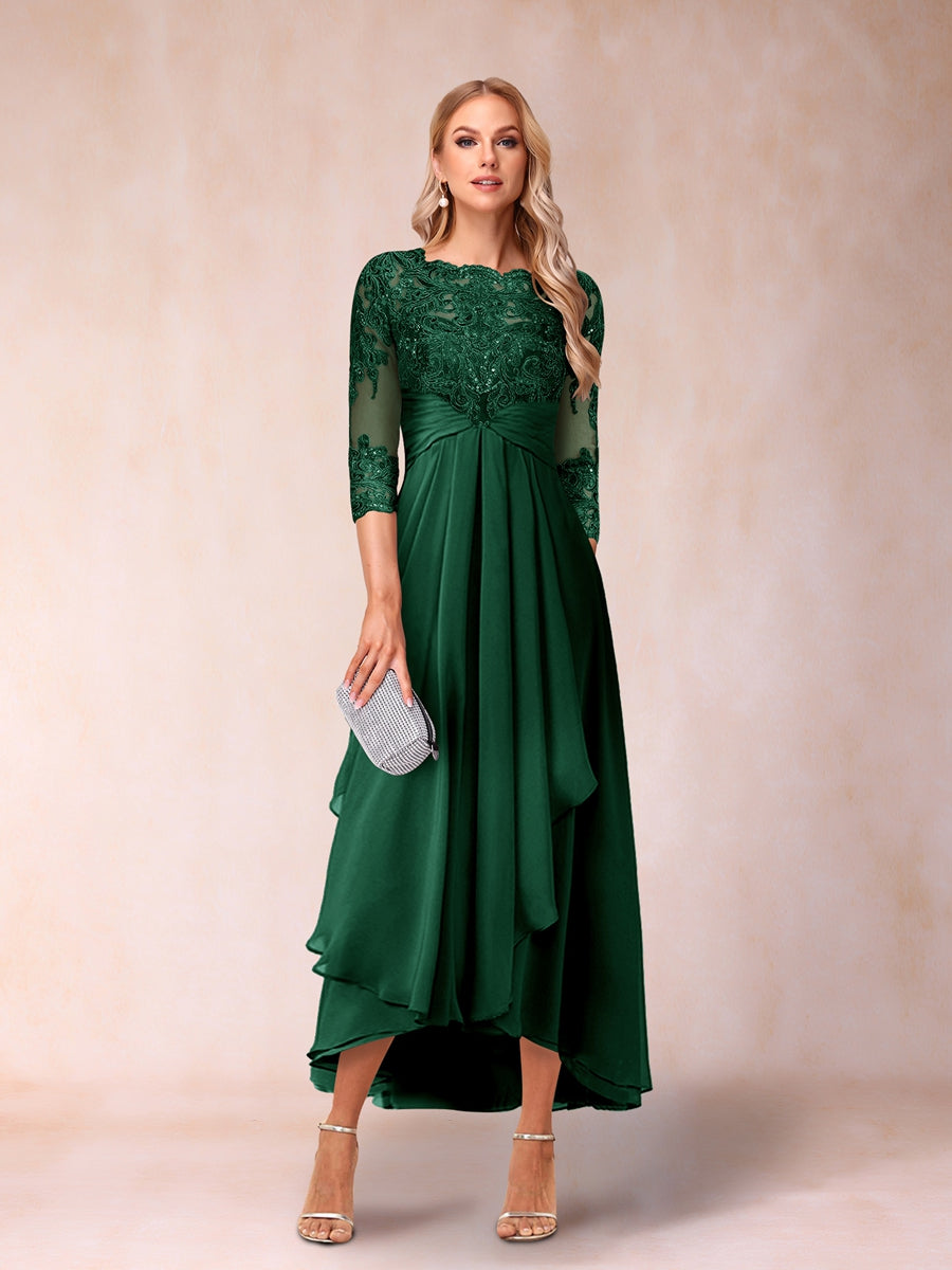 Emmeline Rose Emerald front view mother of the bride dress
