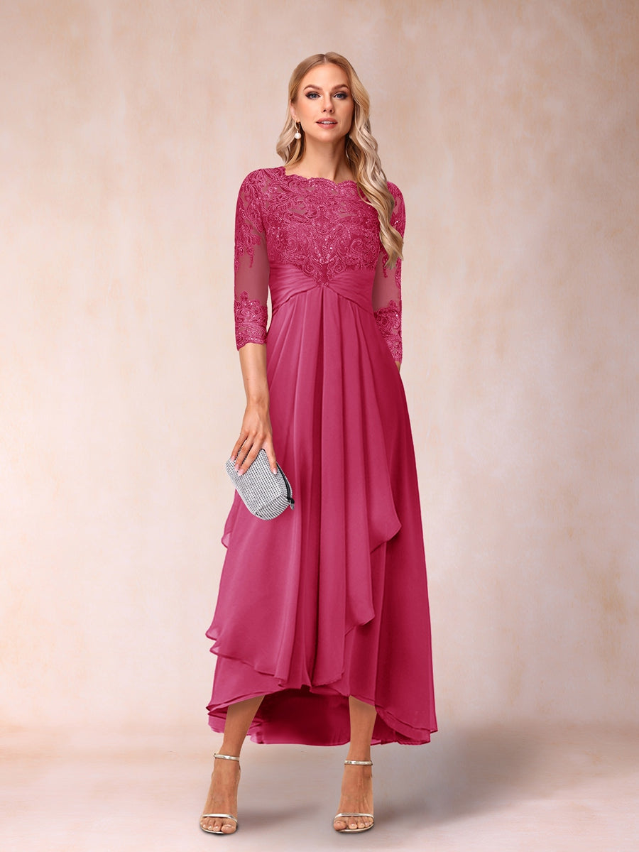 Emmeline Rose Fuchsia front view mother of the bride dress