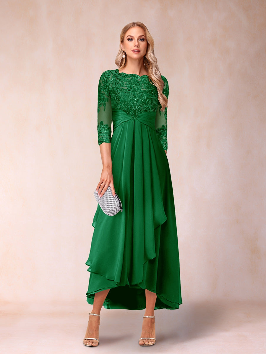 Emmeline Rose Forest Green front view mother of the bride dress