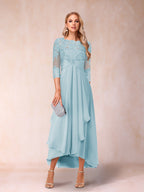 Emmeline Rose Sky Blue front view mother of the bride dress