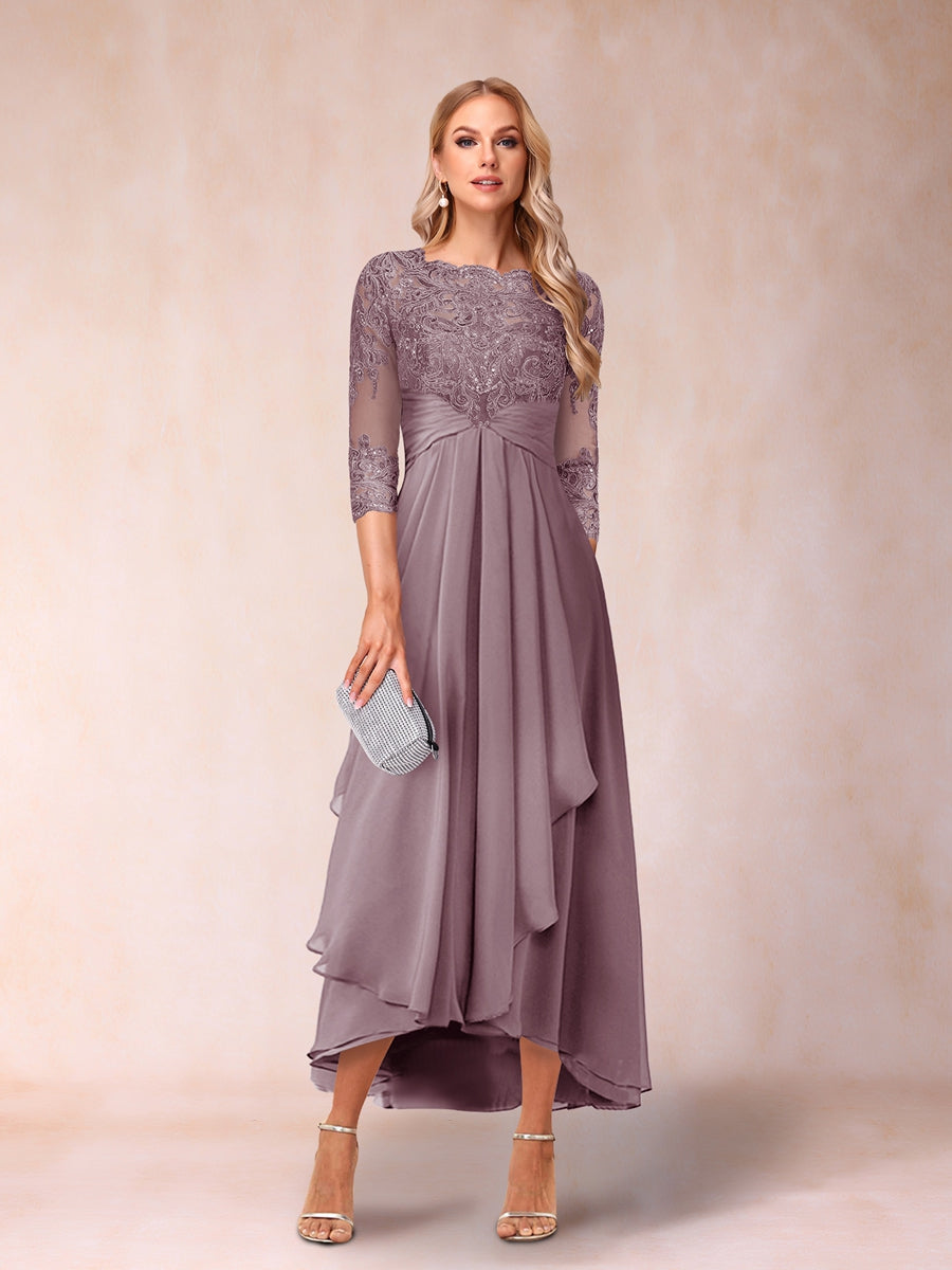 Emmeline Rose Mauve front view mother of the bride dress