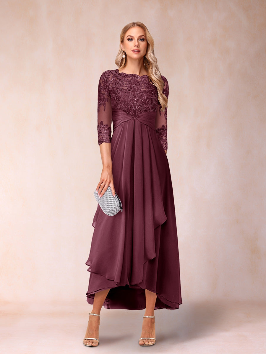 Emmeline Rose Plum front view mother of the bride dress