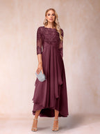 Emmeline Rose Plum front view mother of the bride dress