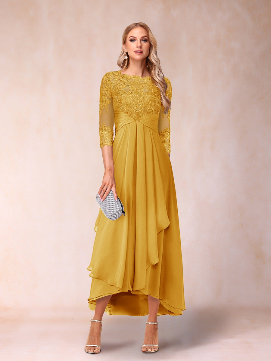Emmeline Rose Gold front view mother of the bride dress