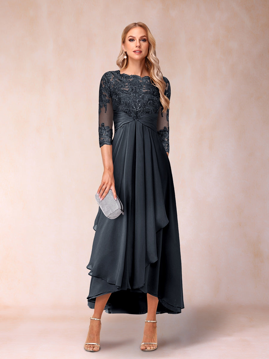 Emmeline Rose Navy Blue front view mother of the bride dress