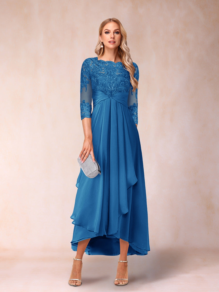 Emmeline Rose Ocean Blue front view mother of the bride dress