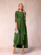 Emmeline Rose Olive Green front view mother of the bride dress
