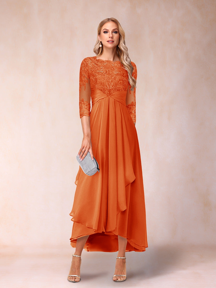 Emmeline Rose Orange front view mother of the bride dress