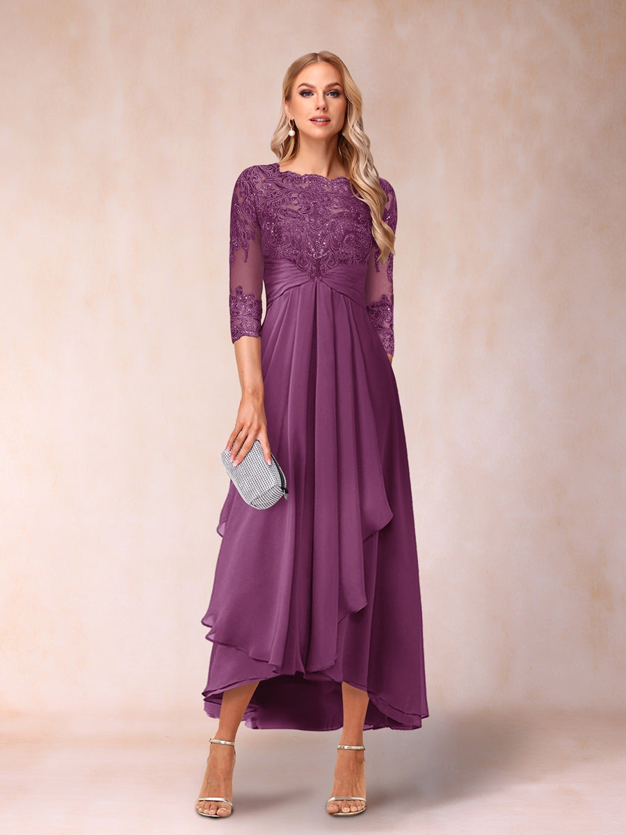Emmeline Rose Orchid front view mother of the bride dress