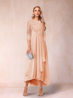 Emmeline Rose Peach front view mother of the bride dress