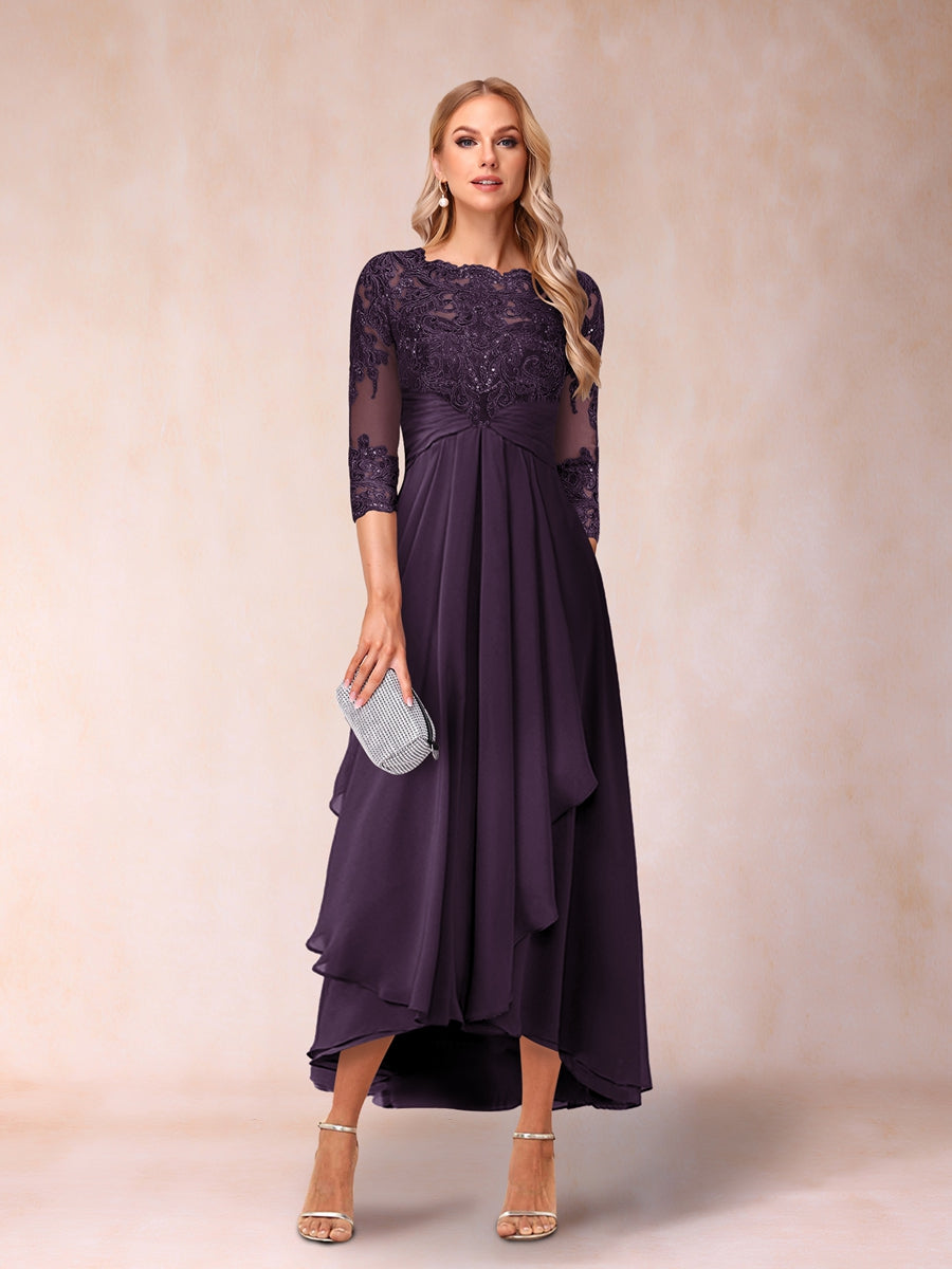 Emmeline Rose Plum back view mother of the bride dress