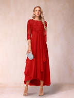 Emmeline Rose Red front view mother of the bride dress