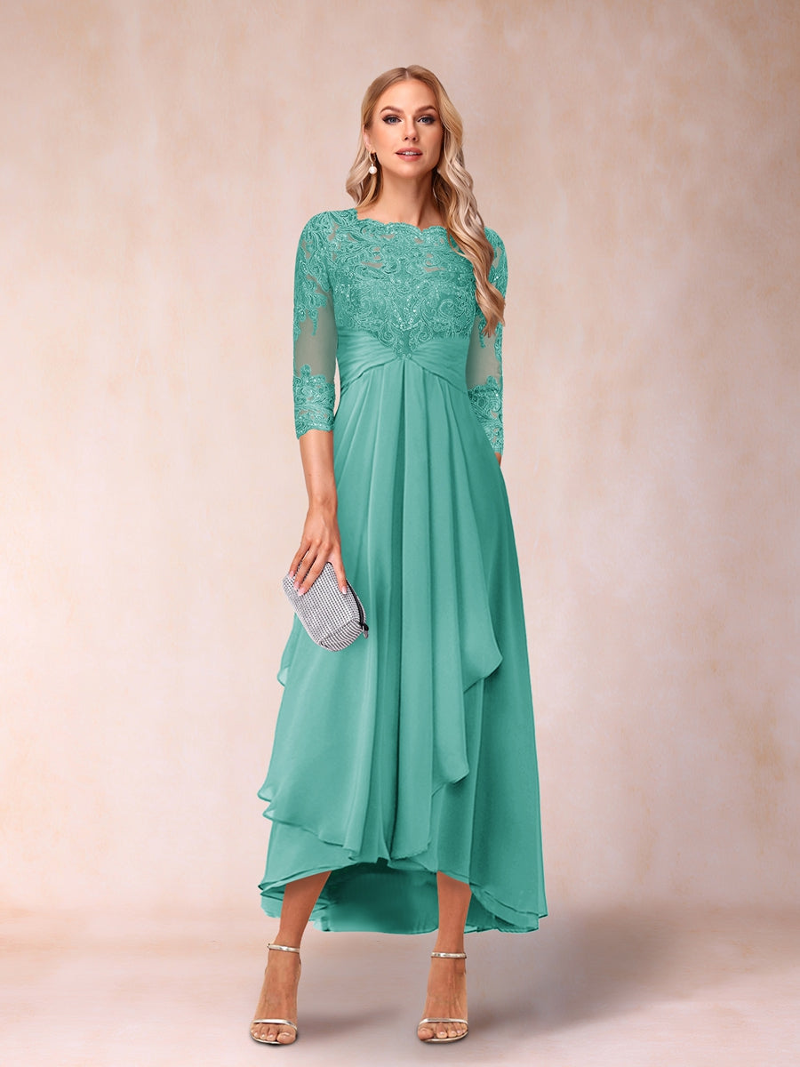 Emmeline Rose Pool Blue back view mother of the bride dress