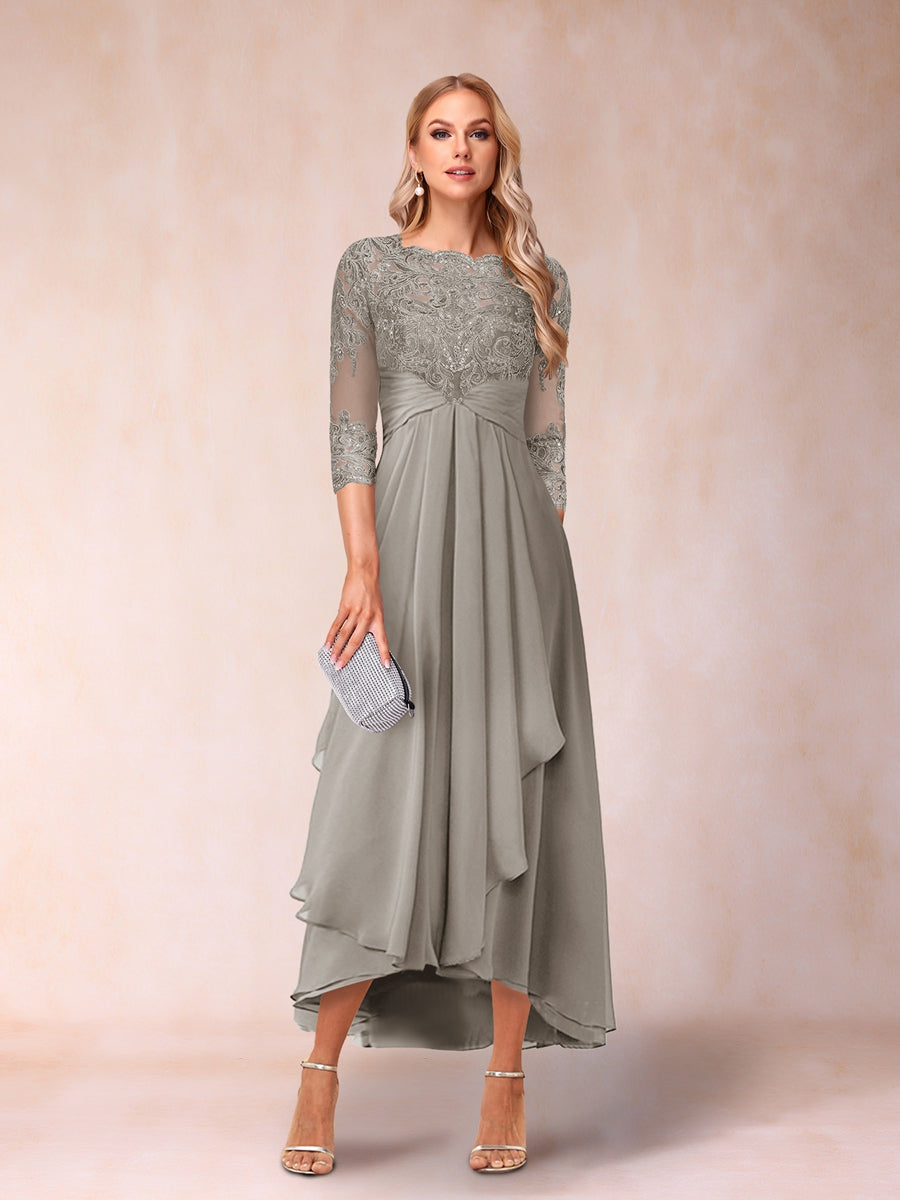 Emmeline Rose Taupe front view mother of the bride dress