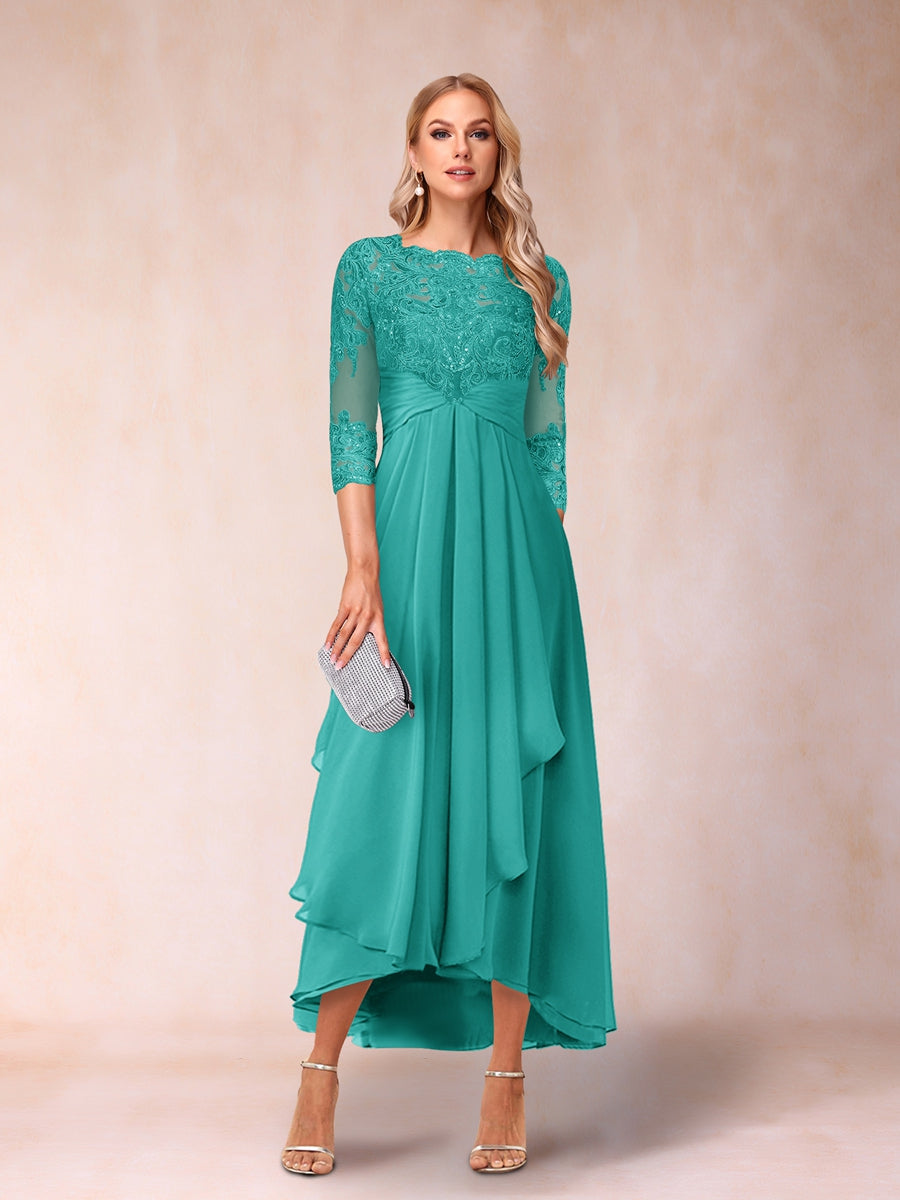 Emmeline Rose Turquoise back view mother of the bride dress