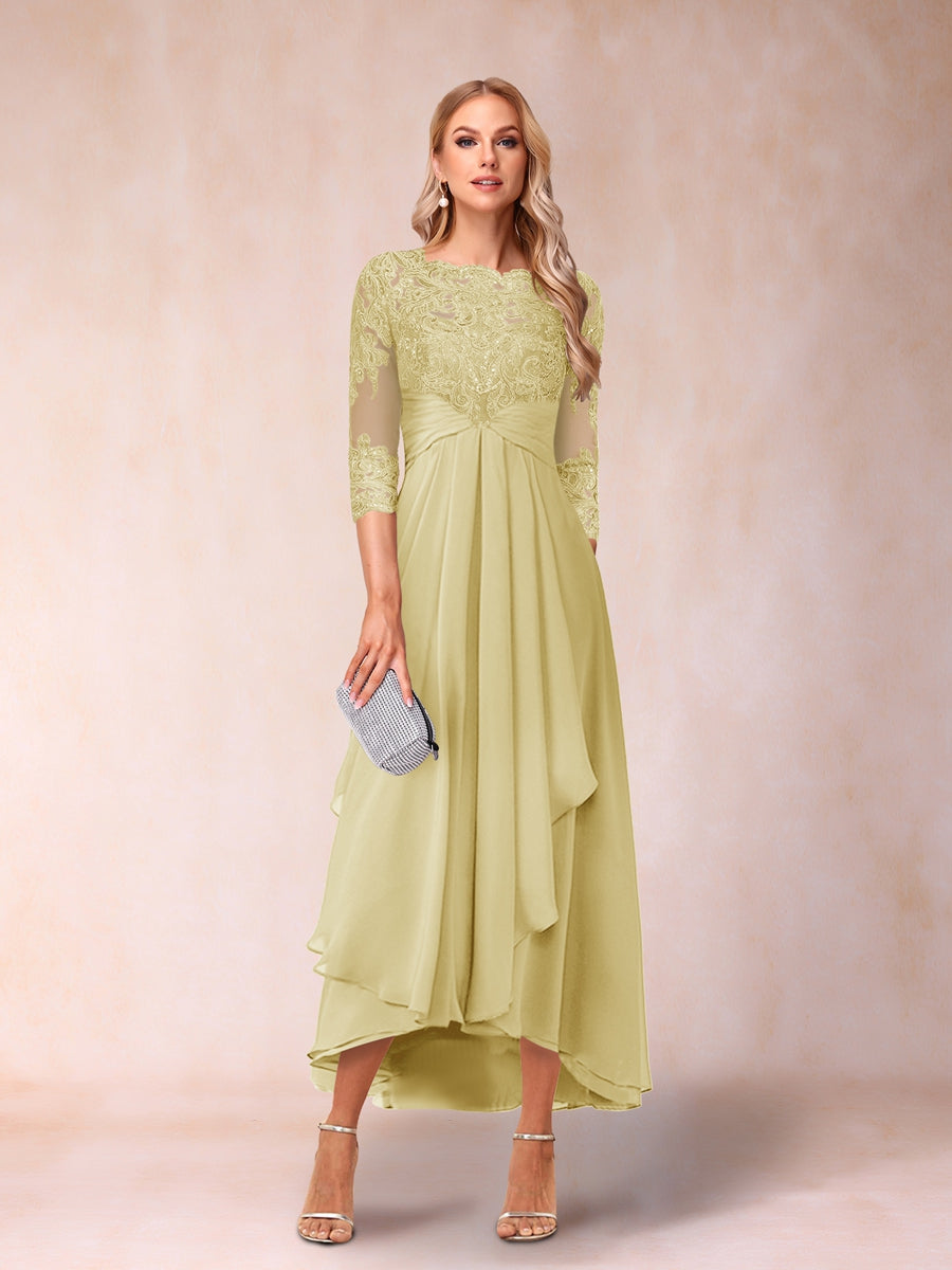 Emmeline Rose Yellow front view mother of the bride dress