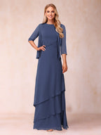 Cressida Fern Dusty Blue front view mother of the bride dress