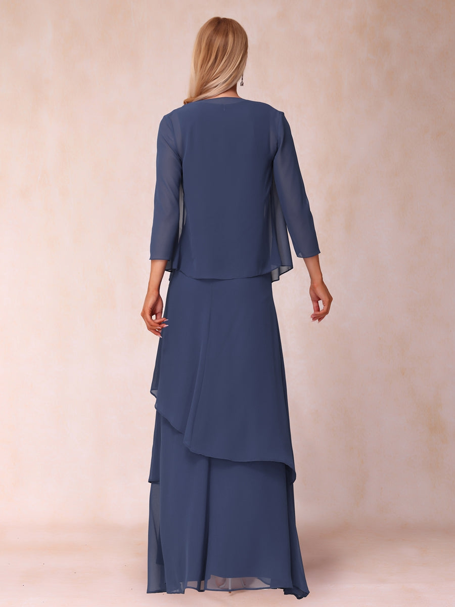Cressida Fern Dusty Blue back view mother of the bride dress