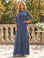 Cressida Fern Dusty Blue side view mother of the bride dress