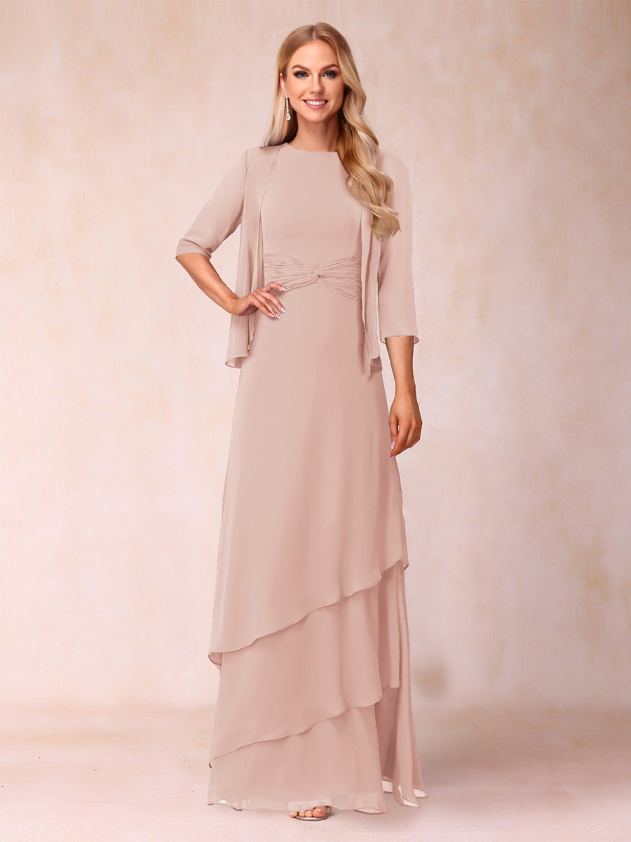 Cressida Fern Blush front view mother of the bride dress