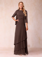 Cressida Fern Brown front view mother of the bride dress