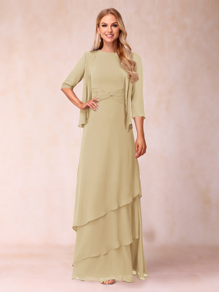Cressida Fern Champagne front view mother of the bride dress