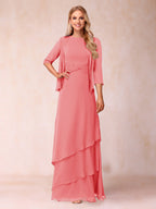 Cressida Fern Coral front view mother of the bride dress