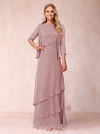 Cressida Fern Dusty Rose front view mother of the bride dress