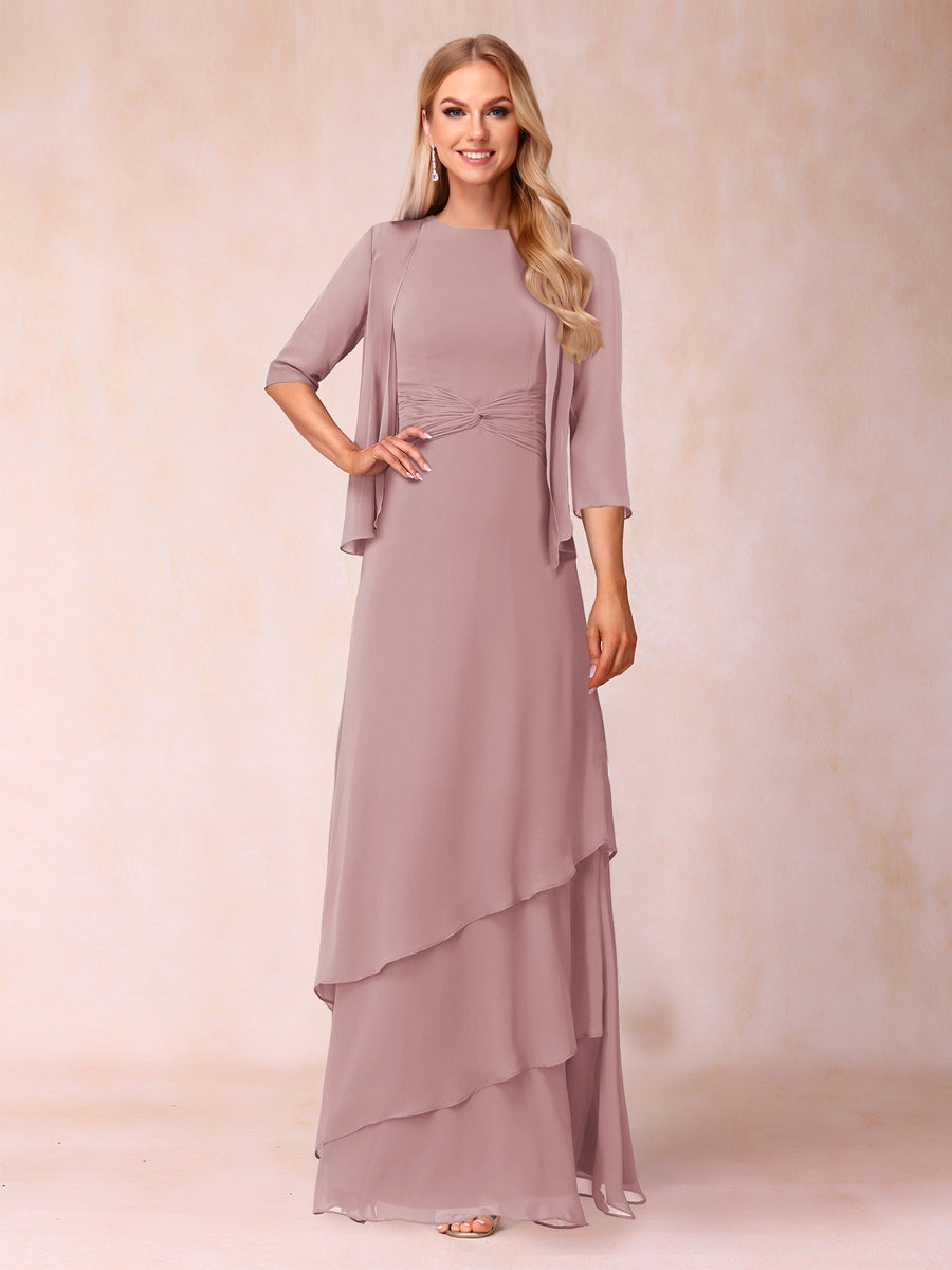 Cressida Fern Dusty Rose front view mother of the bride dress