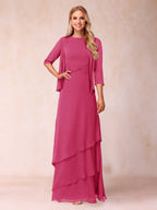 Cressida Fern Fuchsia front view mother of the bride dress
