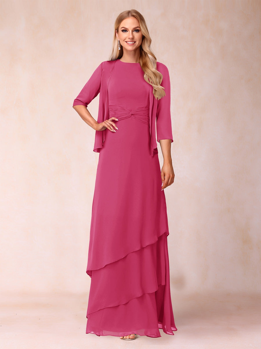 Cressida Fern Fuchsia front view mother of the bride dress