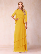 Cressida Fern Gold back view mother of the bride dress