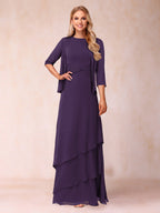 Cressida Fern Grape front view mother of the bride dress