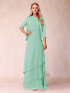 Cressida Fern Mint Green front view mother of the bride dress