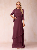Cressida Fern Plum front view mother of the bride dress
