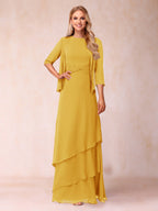 Cressida Fern Gold front view mother of the bride dress