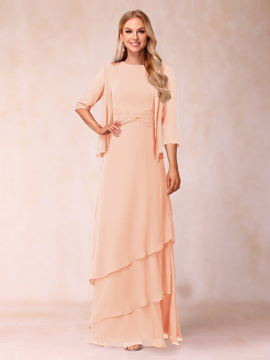 Cressida Fern Peach front view mother of the bride dress
