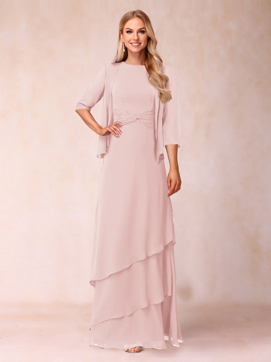 Cressida Fern Pearl Pink front view mother of the bride dress