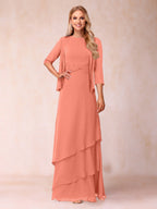Cressida Fern Coral back view mother of the bride dress