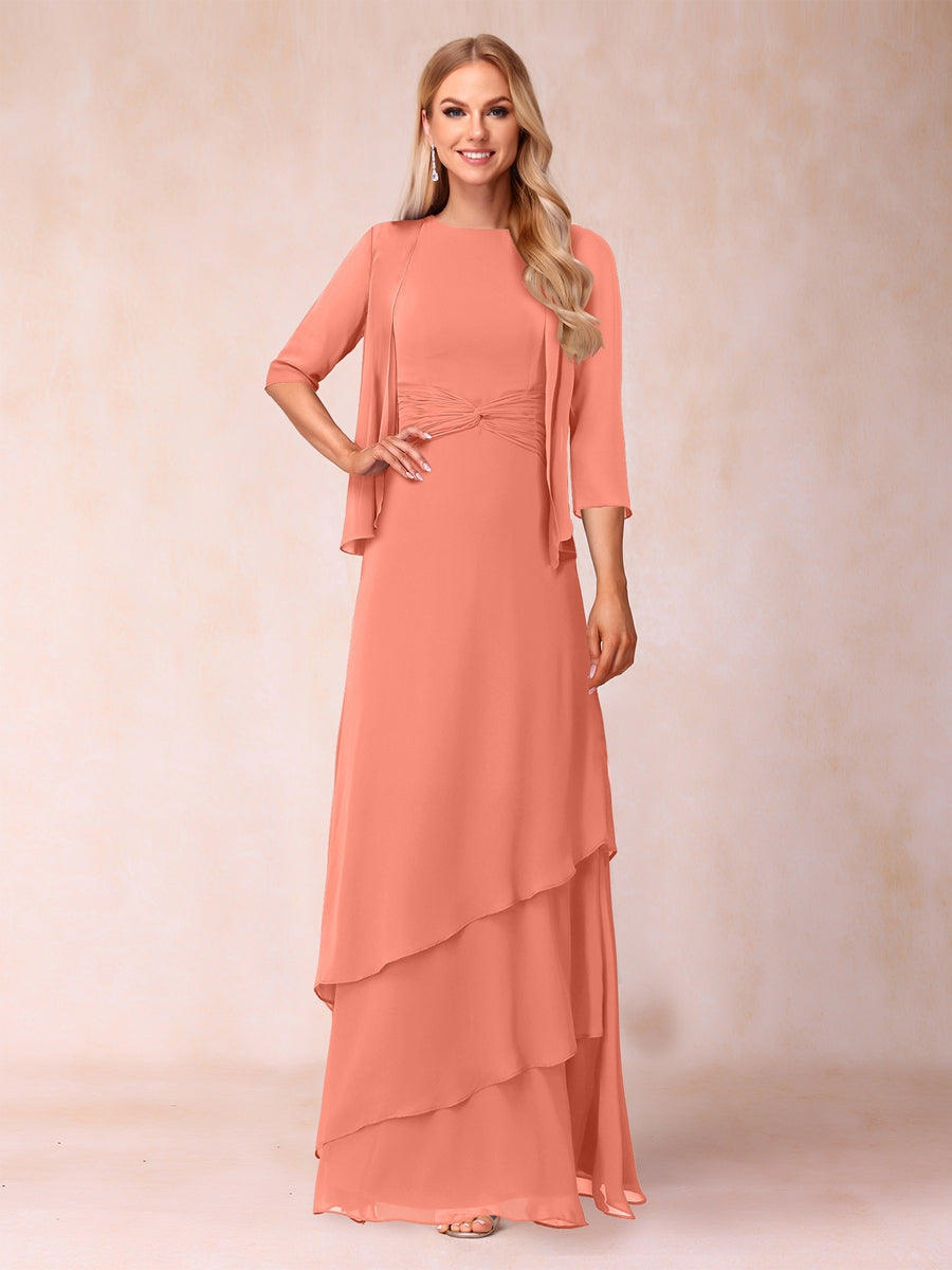 Cressida Fern Coral back view mother of the bride dress