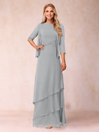 Cressida Fern Silver front view mother of the bride dress